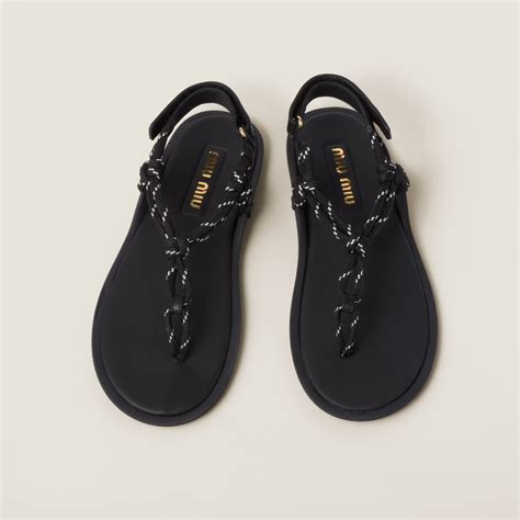 Black Riviere Cord And Leather Sandals 